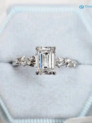 1.5 ct Emerald cut diamond lab grown inspired engagement ring DisneyValley