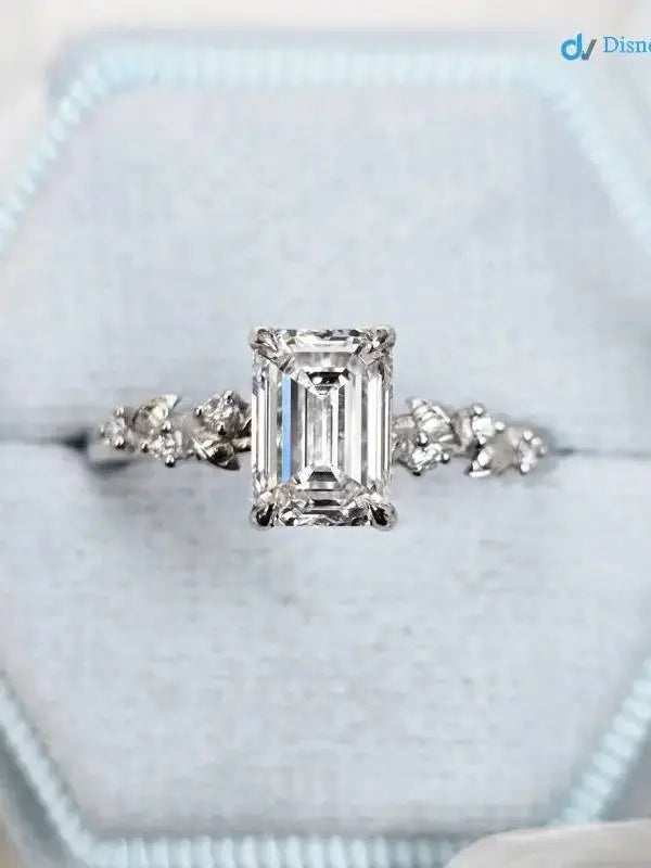 1.5 ct Emerald cut diamond lab grown inspired engagement ring DisneyValley