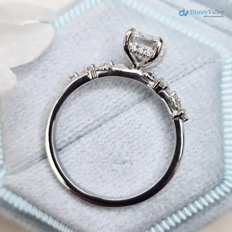 1.5 ct Emerald cut diamond lab grown inspired engagement ring DisneyValley