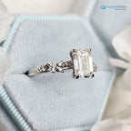 1.5 ct Emerald cut diamond lab grown inspired engagement ring DisneyValley