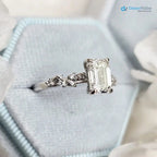 1.5 ct Emerald cut diamond lab grown inspired engagement ring DisneyValley
