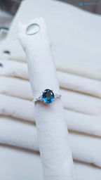 1.5 ct ocean blue vivid oval cut sapphire lab grown engagement ring - DisneyValley