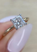 1.50 Carats Lab Grown Princess Cut Solitaire Two-Tone Diamond Engagement Ring - DisneyValley