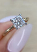 1.50 Carats Lab Grown Princess Cut Solitaire Two-Tone Diamond Engagement Ring - DisneyValley