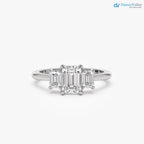 1.50 ctw Gold Emerald Cut Lab-Grown Diamond Three Stone Engagement Ring - DisneyValley
