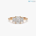 1.50 ctw Gold Emerald Cut Lab-Grown Diamond Three Stone Engagement Ring - DisneyValley