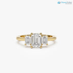1.50 ctw Gold Emerald Cut Lab-Grown Diamond Three Stone Engagement Ring - DisneyValley