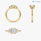 1.50 ctw Gold Emerald Cut Lab-Grown Diamond Three Stone Engagement Ring - DisneyValley