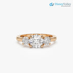 1.50 ctw Gold Round Lab Grown Diamond Three Stone Engagement Ring - DisneyValley