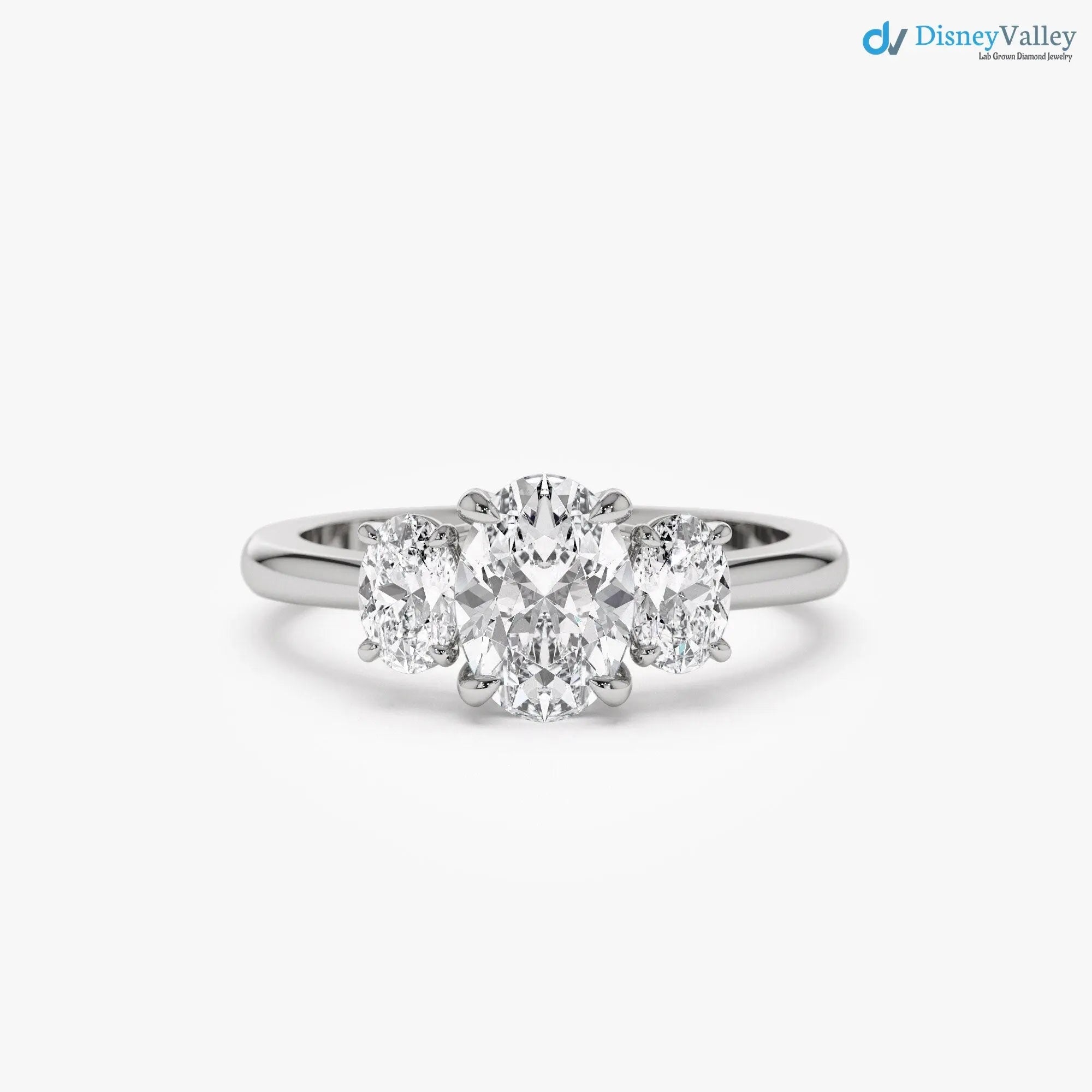 1.50 ctw Oval Shape Lab-Grown Diamond Three Stone Engagement Ring - DisneyValley
