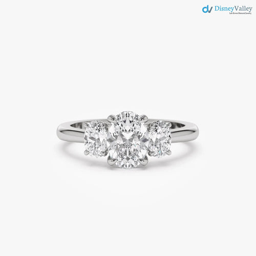 1.50 ctw Oval Shape Lab-Grown Diamond Three Stone Engagement Ring - DisneyValley