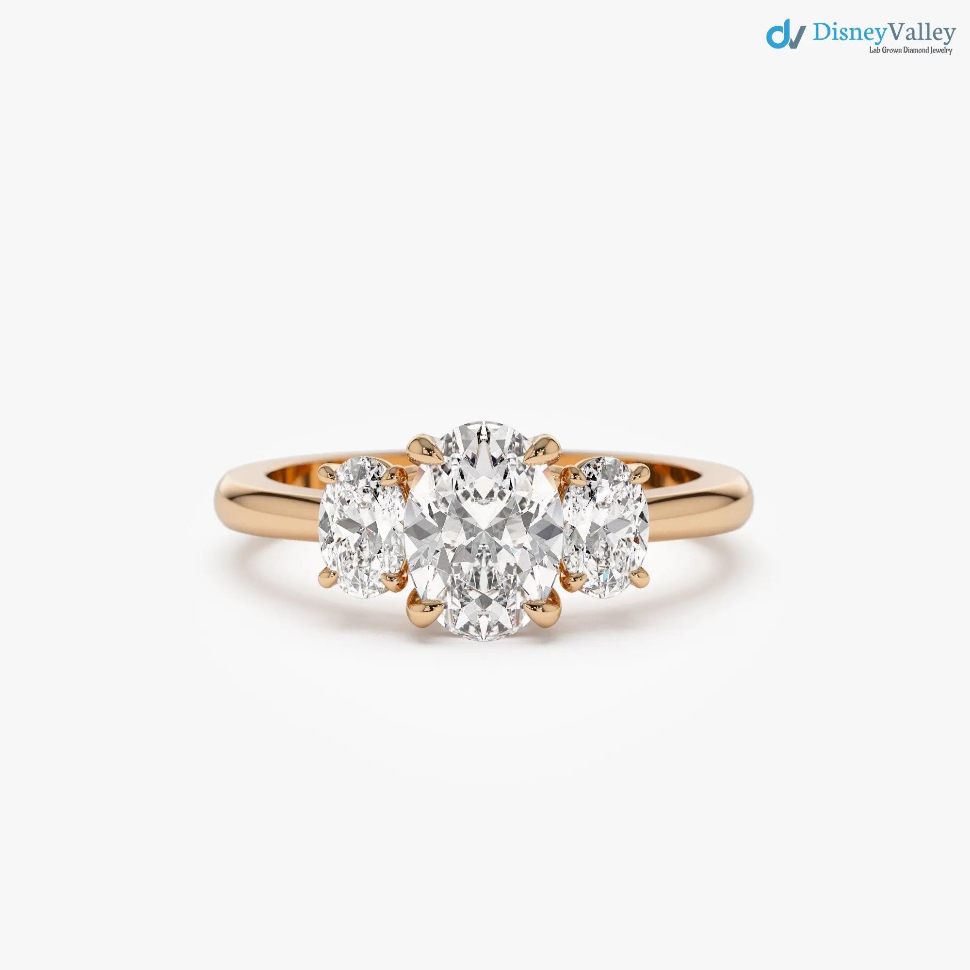 1.50 ctw Oval Shape Lab-Grown Diamond Three Stone Engagement Ring - DisneyValley