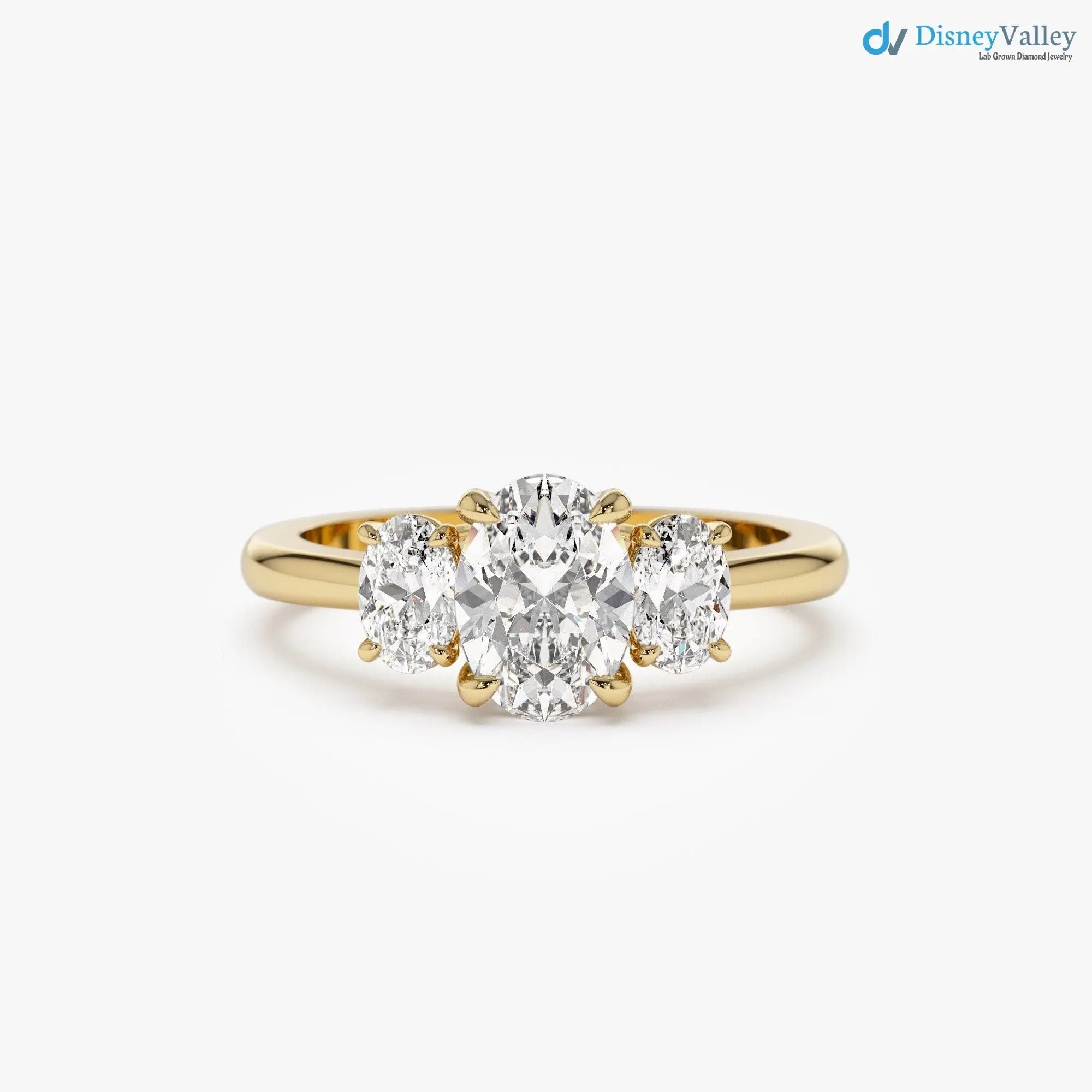 1.50 ctw Oval Shape Lab-Grown Diamond Three Stone Engagement Ring - DisneyValley