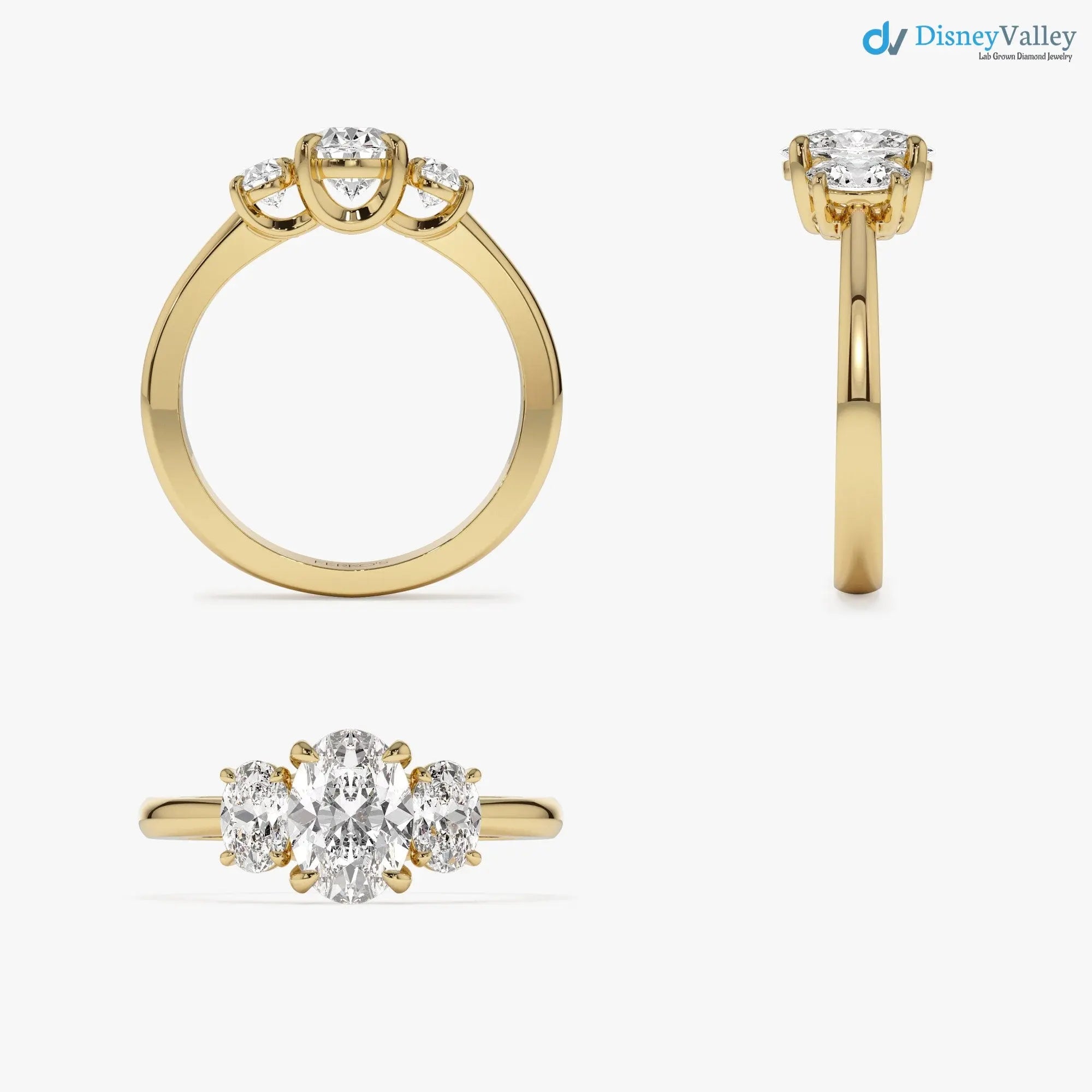 1.50 ctw Oval Shape Lab-Grown Diamond Three Stone Engagement Ring - DisneyValley