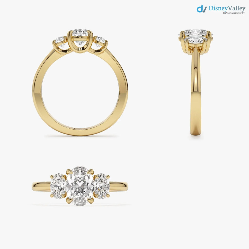1.50 ctw Oval Shape Lab-Grown Diamond Three Stone Engagement Ring - DisneyValley