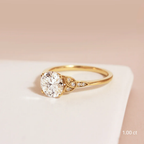 0.70 CT- 1.50 CT Round Moissanite Cluster Engagement Ring