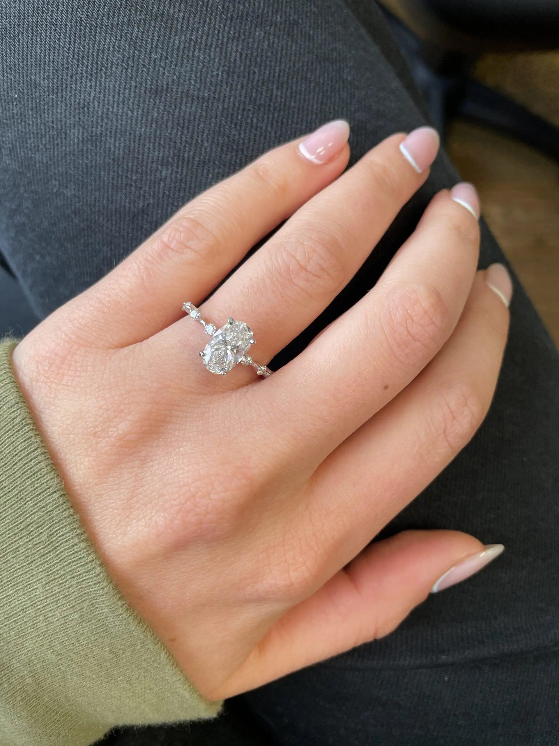 1.56 Carat Oval Diamond Engagement Ring with Space Pave - DisneyValley