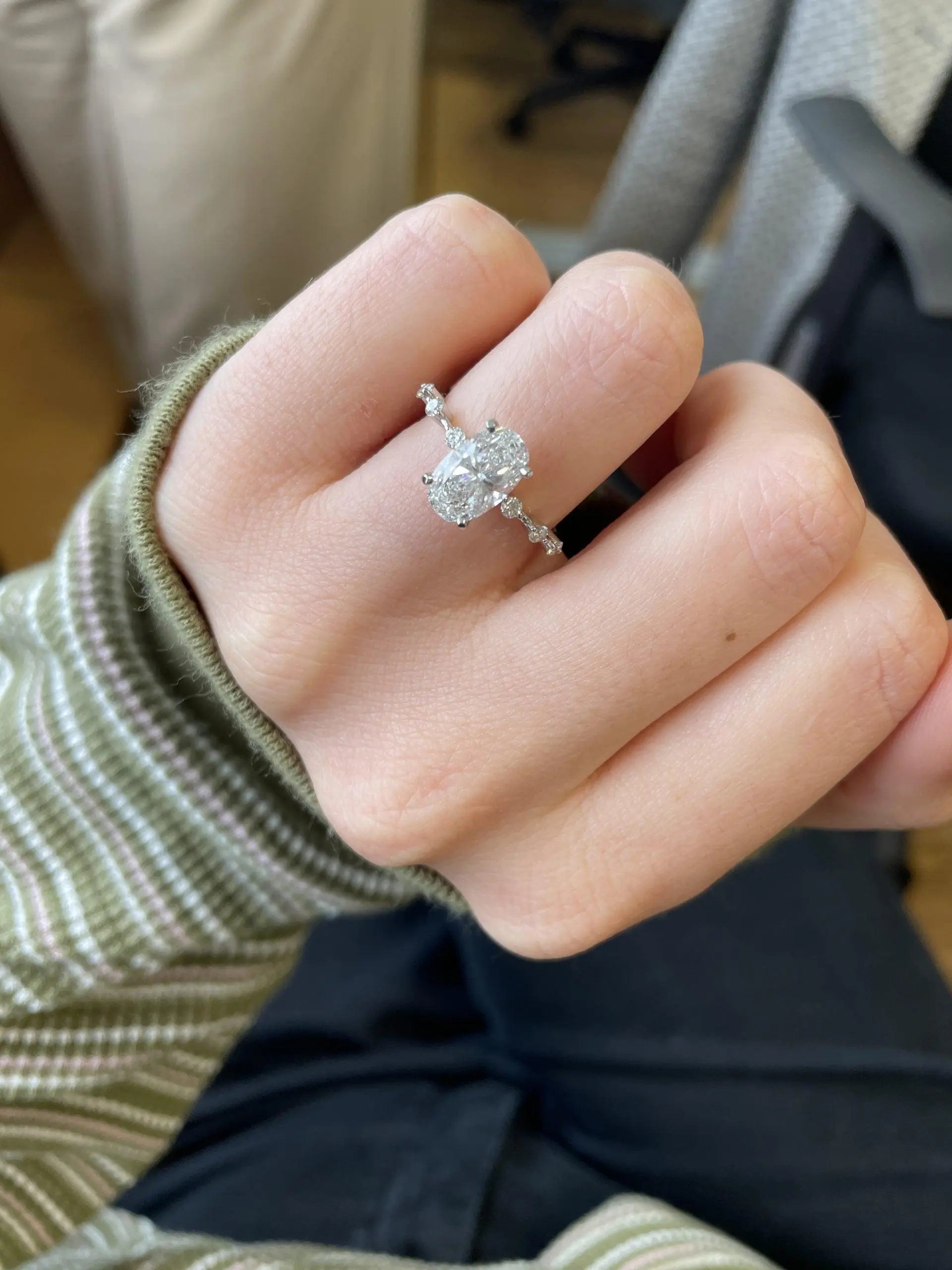 1.56 Carat Oval Diamond Engagement Ring with Space Pave - DisneyValley