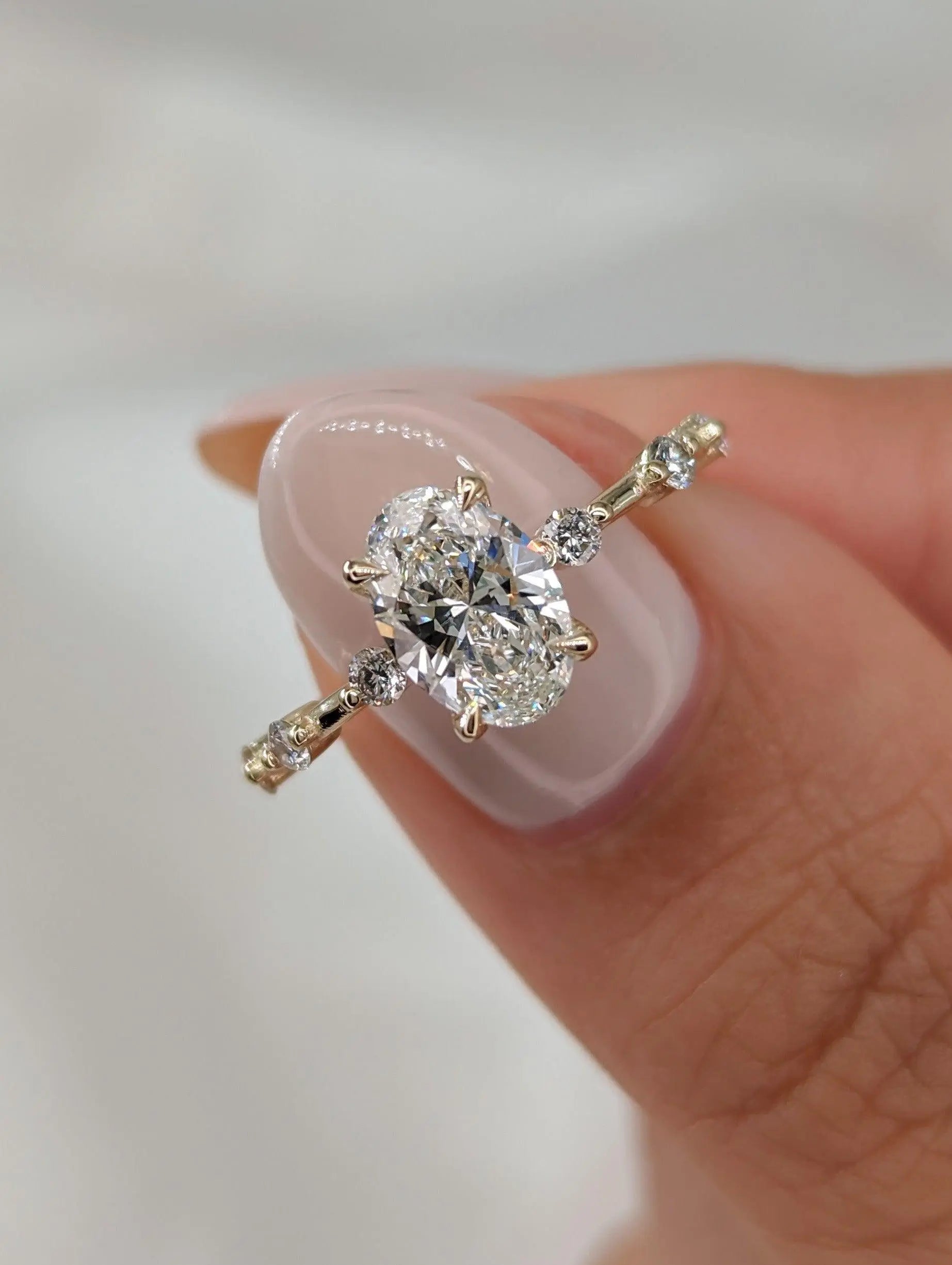 1.56 Carat Oval Diamond Engagement Ring with Space Pave - DisneyValley