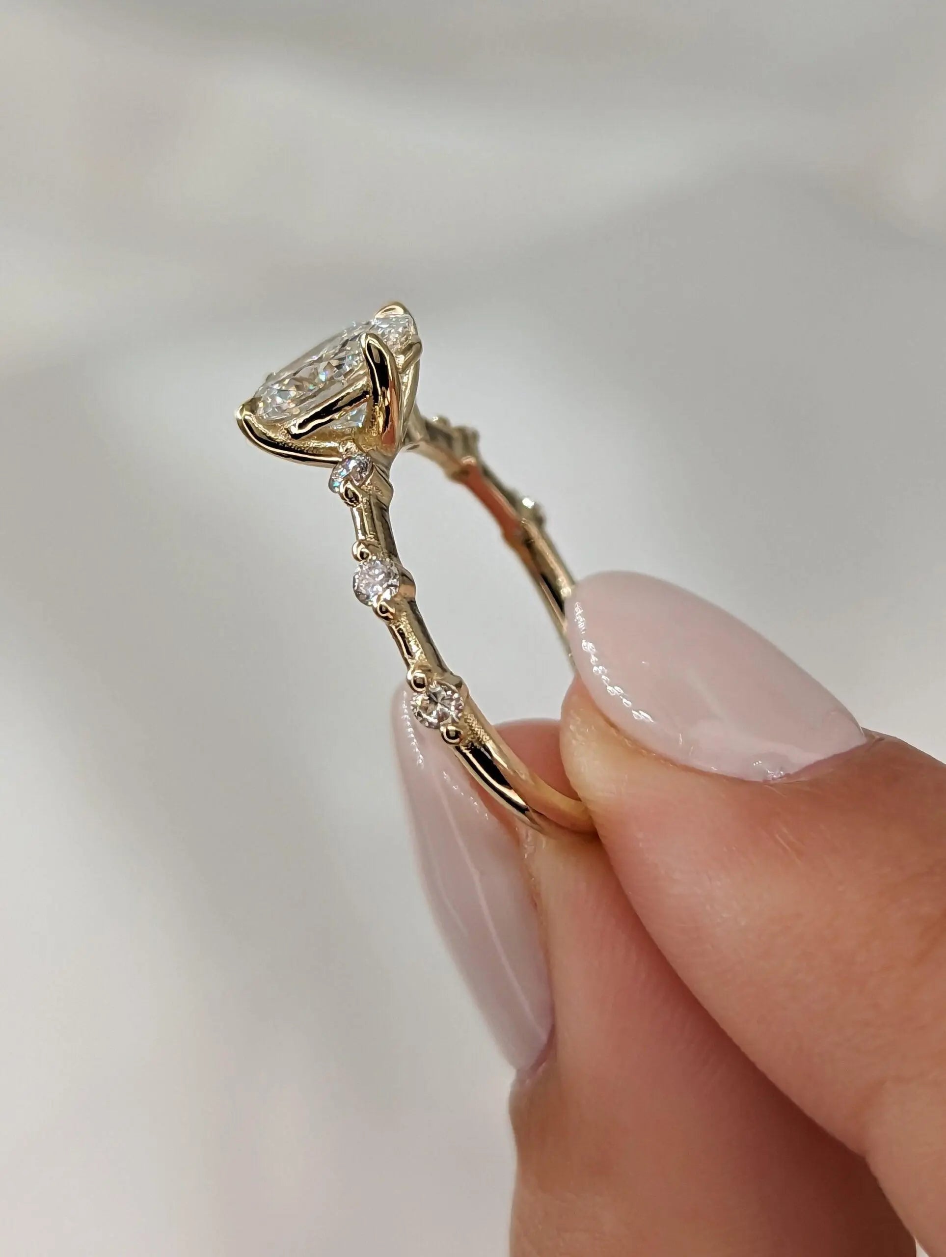 1.56 Carat Oval Diamond Engagement Ring with Space Pave - DisneyValley