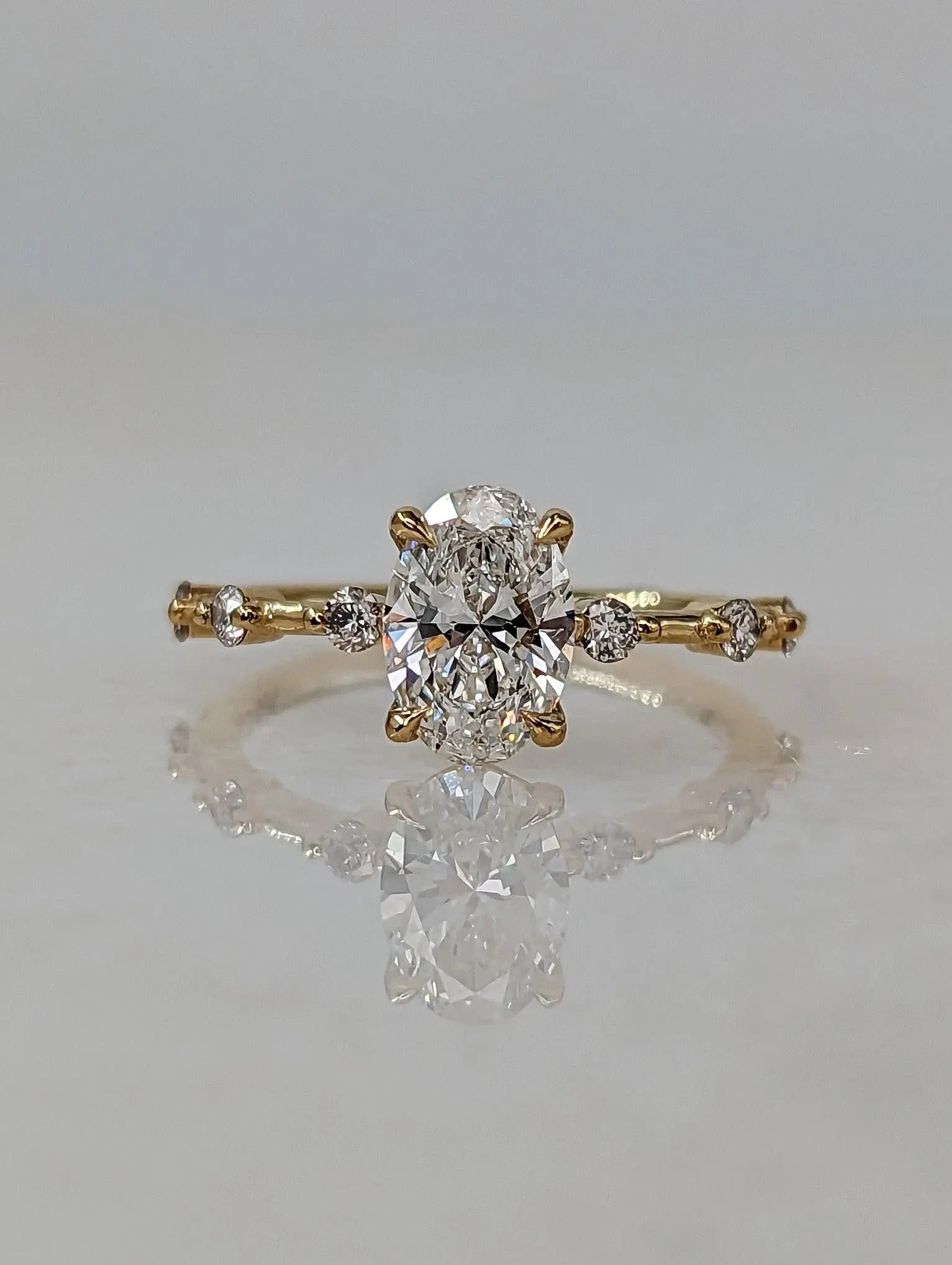1.56 Carat Oval Diamond Engagement Ring with Space Pave - DisneyValley Main image