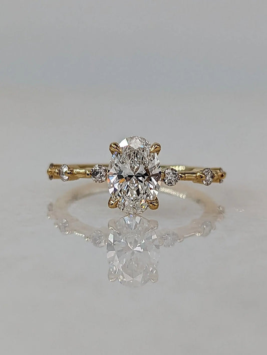 1.56 Carat Oval Diamond Engagement Ring with Space Pave - DisneyValley