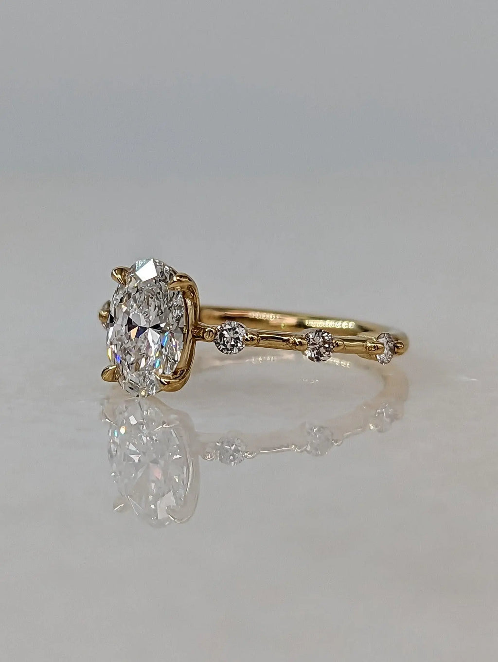 1.56 Carat Oval Diamond Engagement Ring with Space Pave - DisneyValley