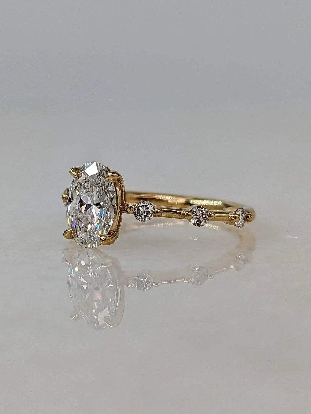 1.56 Carat Oval Diamond Engagement Ring with Space Pave - DisneyValley