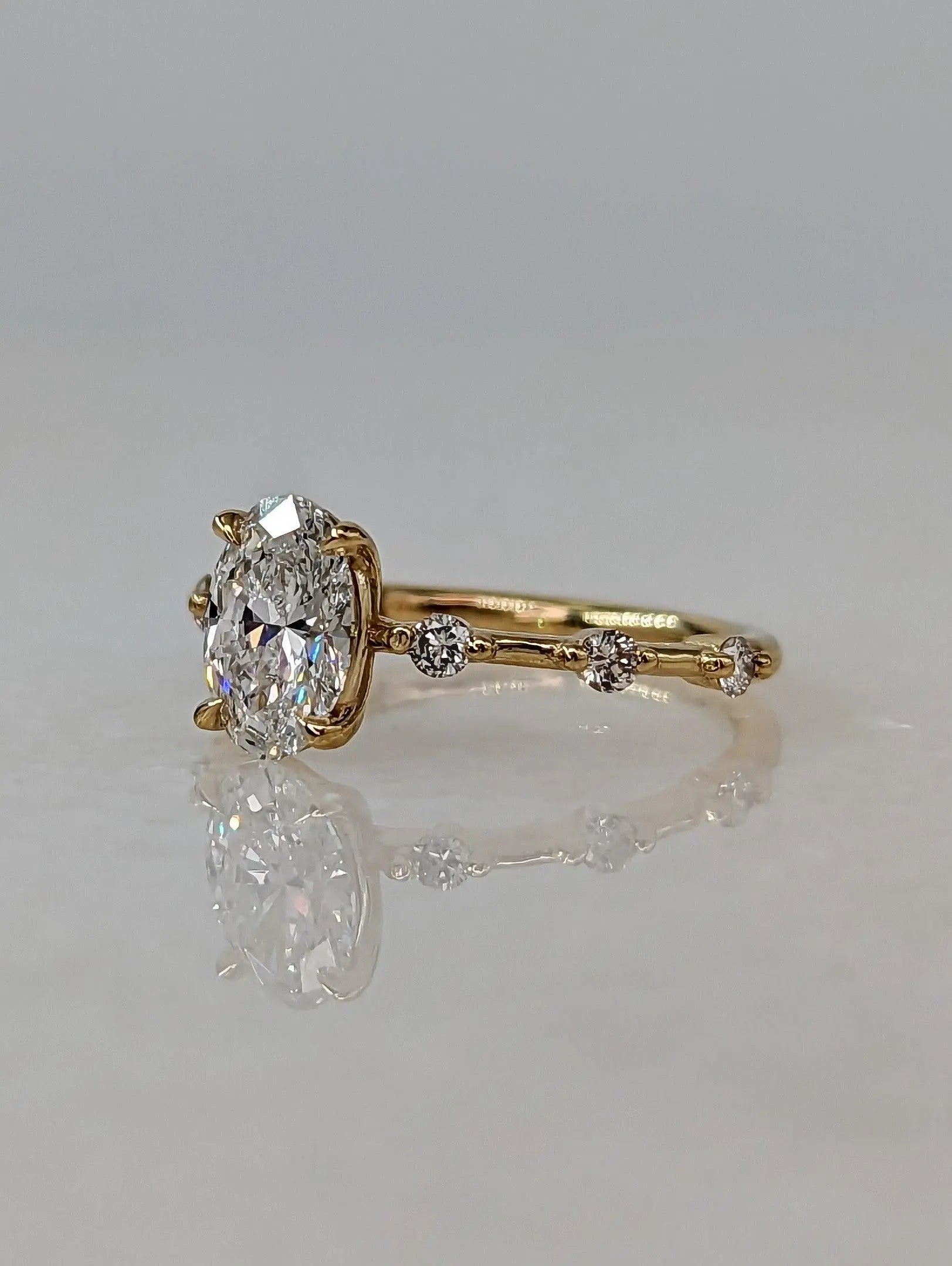 1.56 Carat Oval Diamond Engagement Ring with Space Pave - DisneyValley