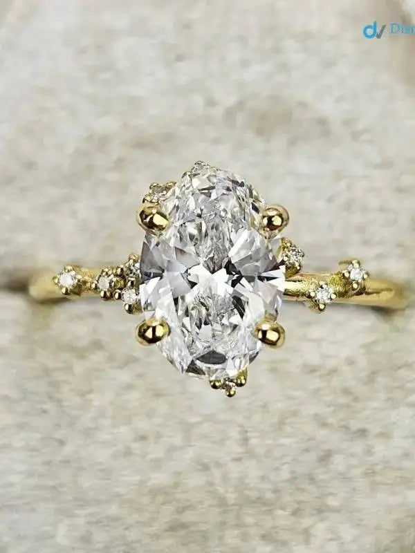 1.7ct oval lab grown diamond Cluster engagement Rings DisneyValley Main image
