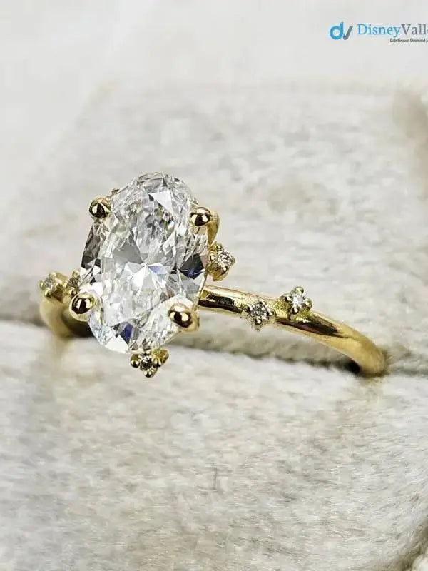 1.7ct oval lab grown diamond Cluster engagement Rings DisneyValley