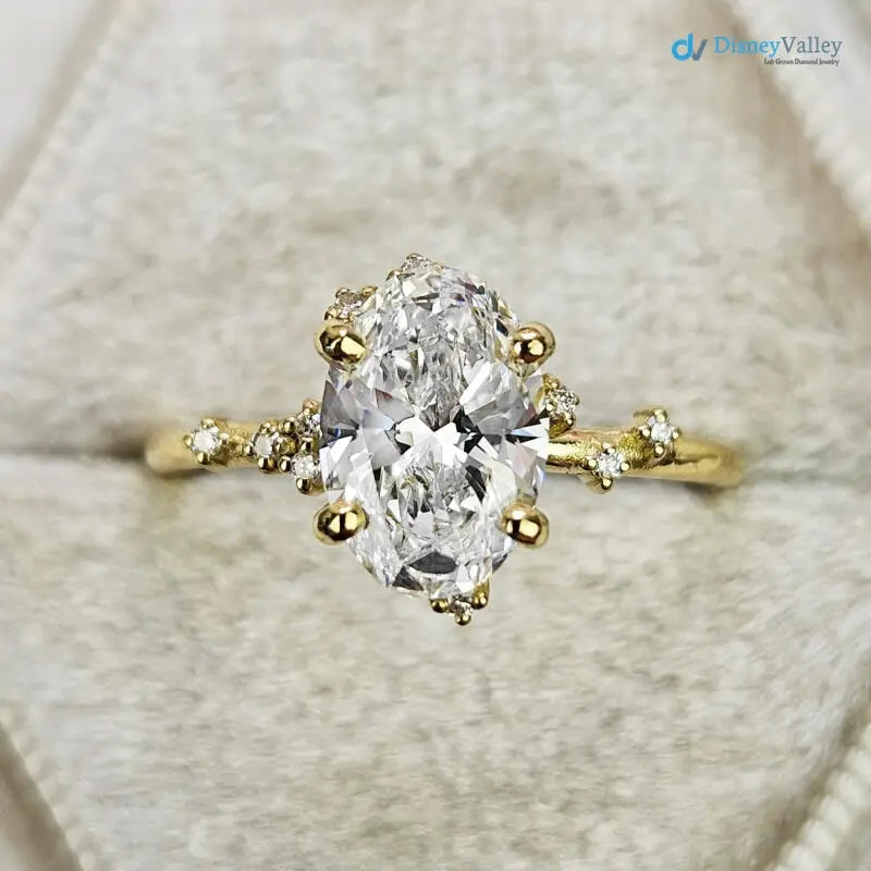 1.7ct oval lab grown diamond Cluster engagement Rings DisneyValley