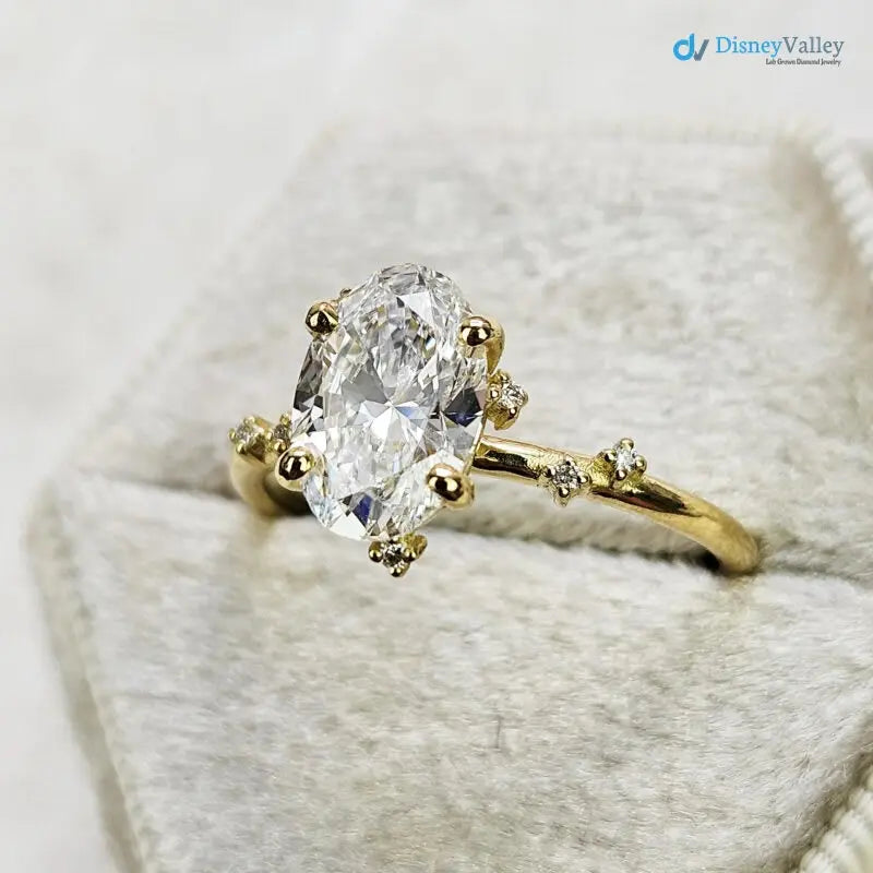 1.7ct oval lab grown diamond Cluster engagement Rings DisneyValley
