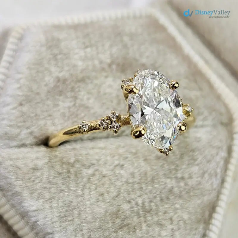 1.7ct oval lab grown diamond Cluster engagement Rings DisneyValley