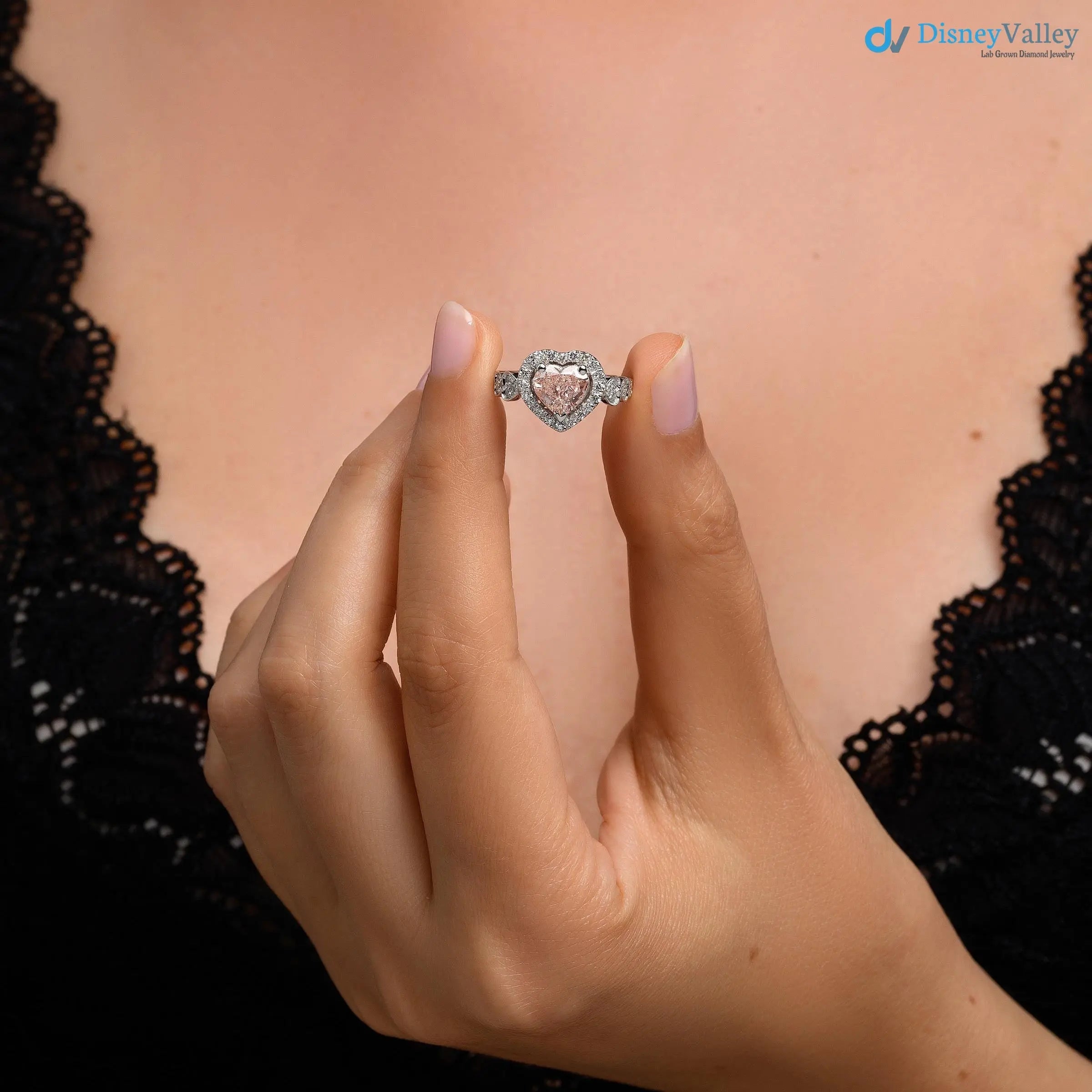 1.80 Carat heart Cut Lab Grown heart Shaped pink diamond engagement ring - DisneyValley