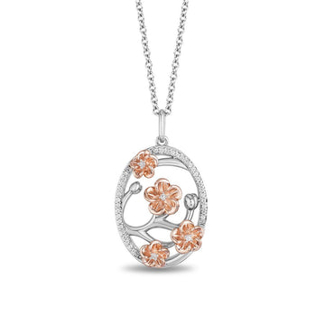 Disney Fine Jewelry 14K Rose Gold Over Sterling Silver Mulan Plum Blossom Pendant Necklace