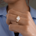 0.90 CT-2.0 CT Oval Moissanite Cluster Engagement Ring