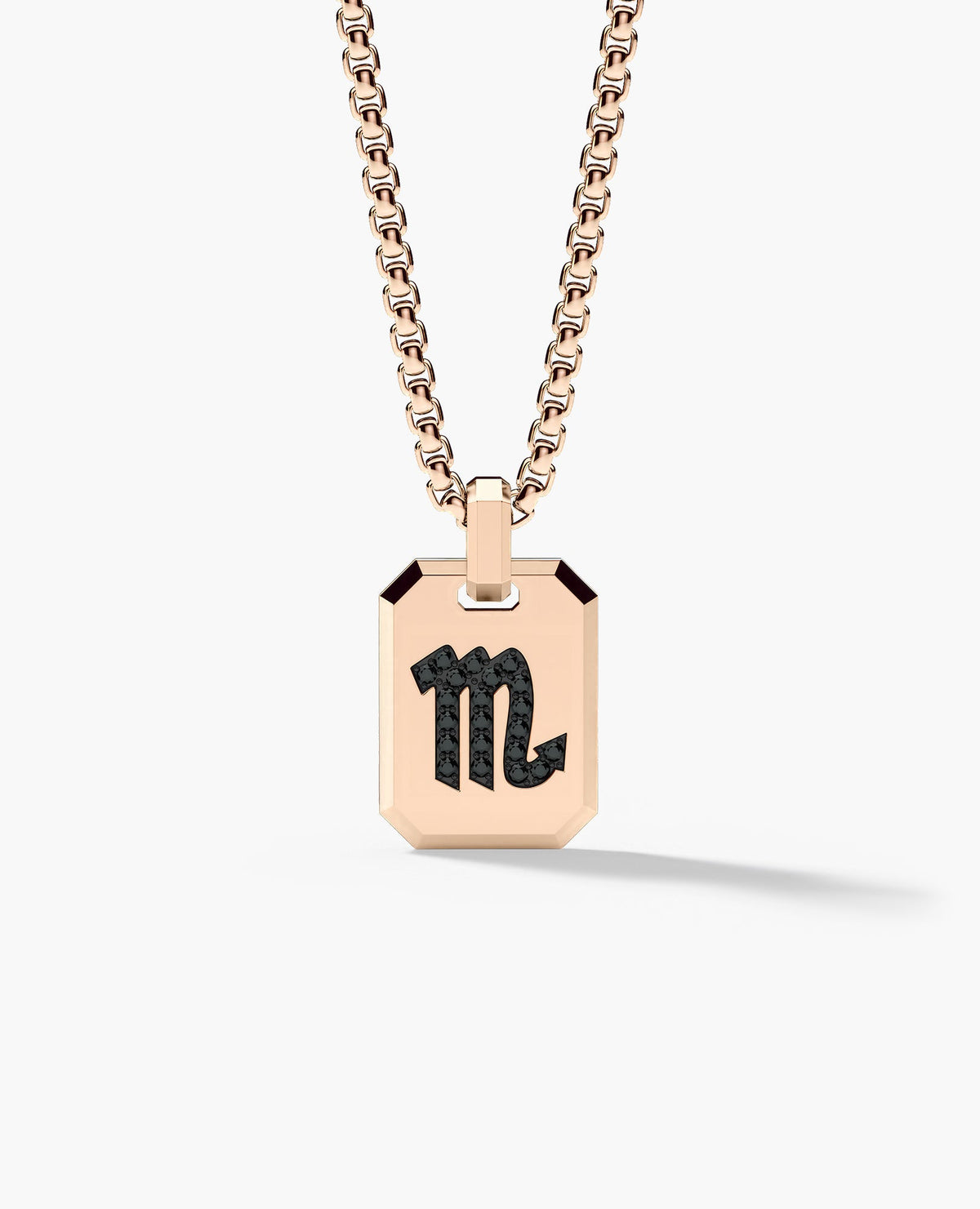 SCORPIO MINI ZODIAC Dog Tag Gold Pendant with 0.25ct Black Diamonds