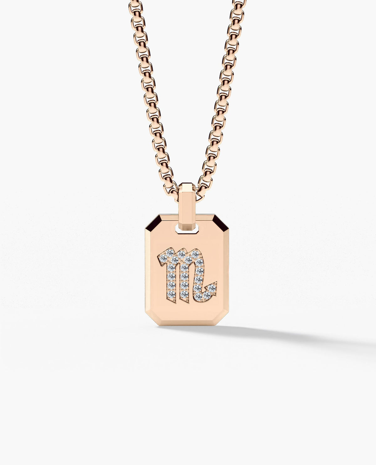 SCORPIO MINI ZODIAC Dog Tag Gold Pendant with 0.25ct Diamonds
