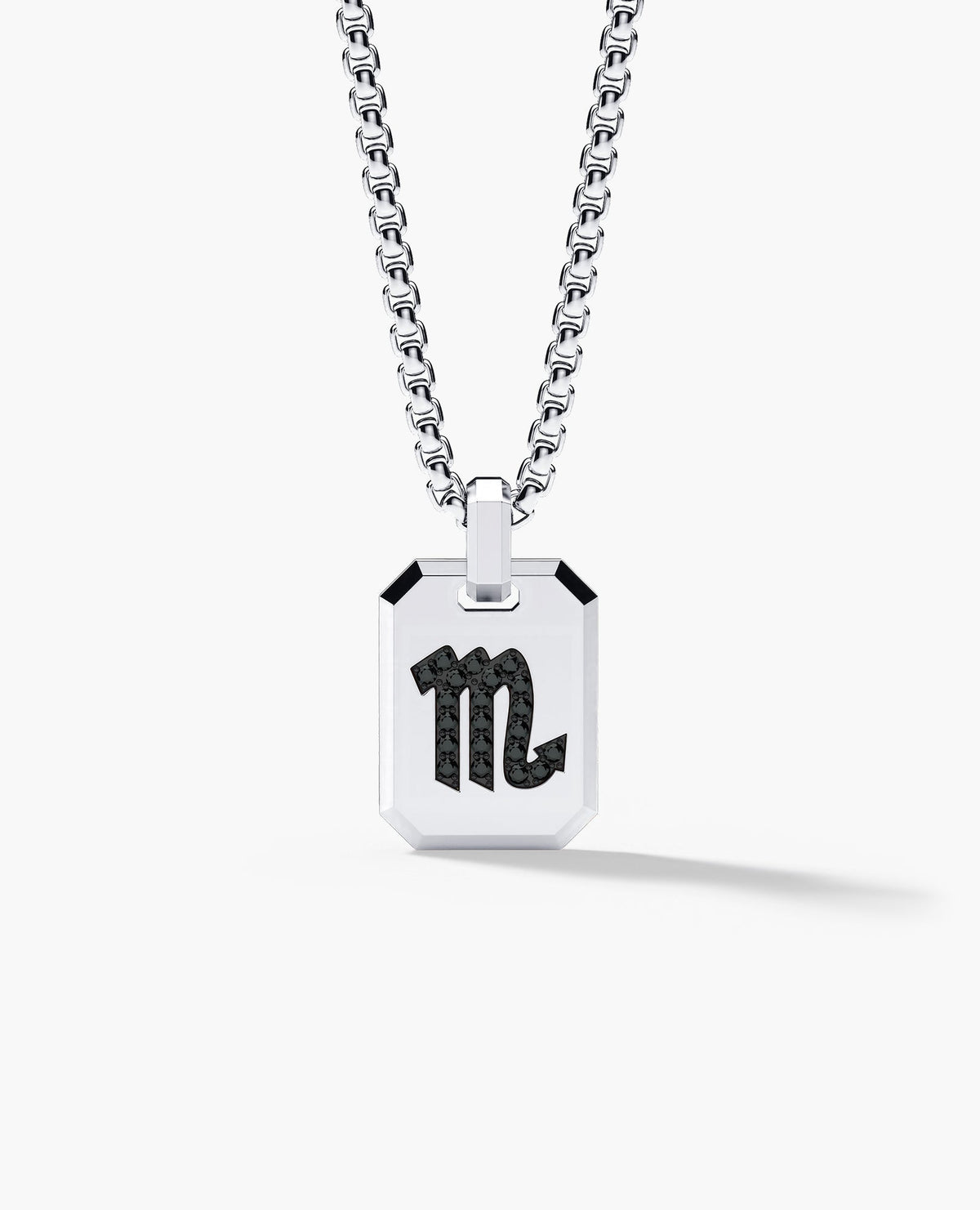 SCORPIO MINI ZODIAC Dog Tag Gold Pendant with 0.25ct Black Diamonds