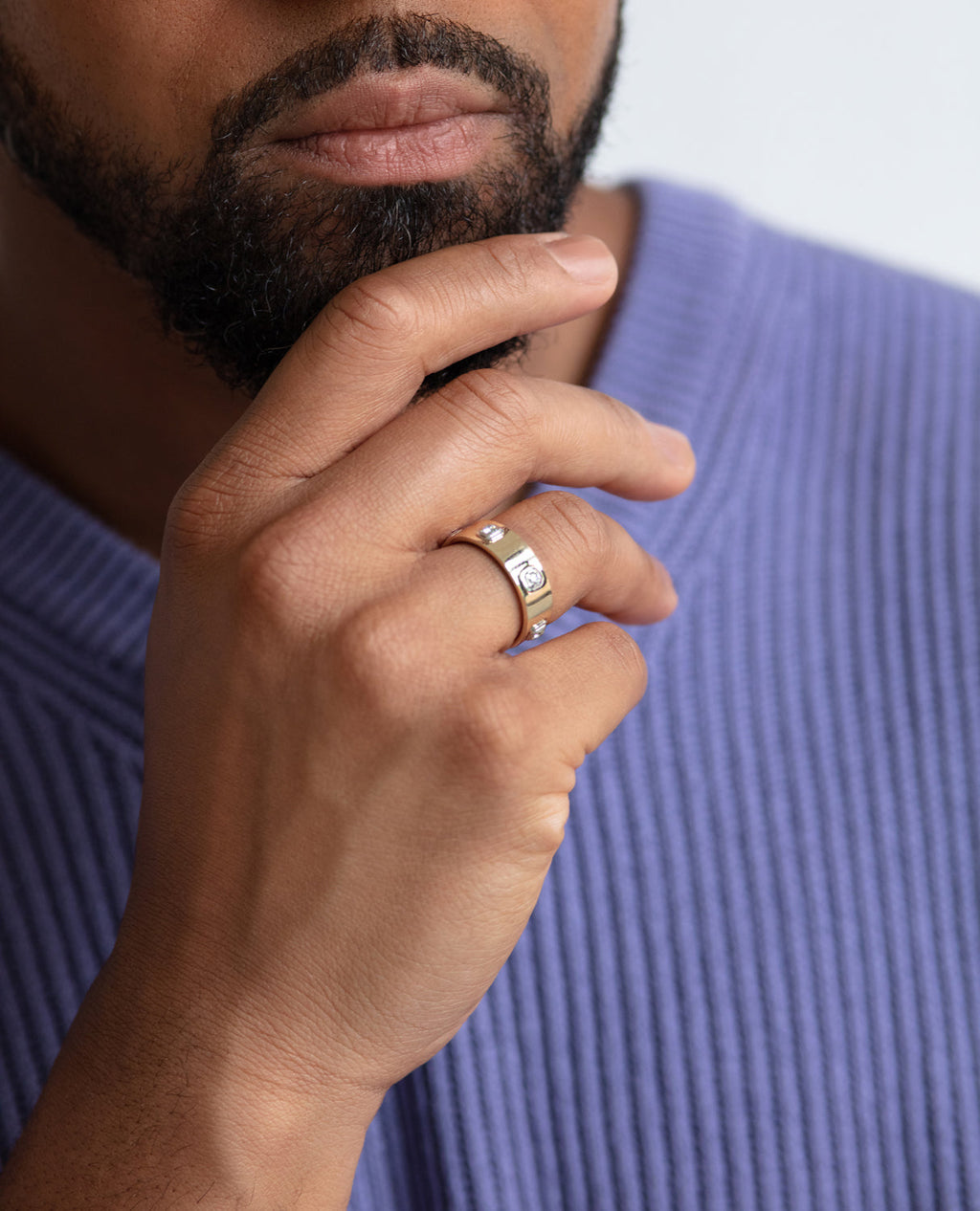 AMADOR Two-Tone Gold Matching Diamond Wedding Band Set