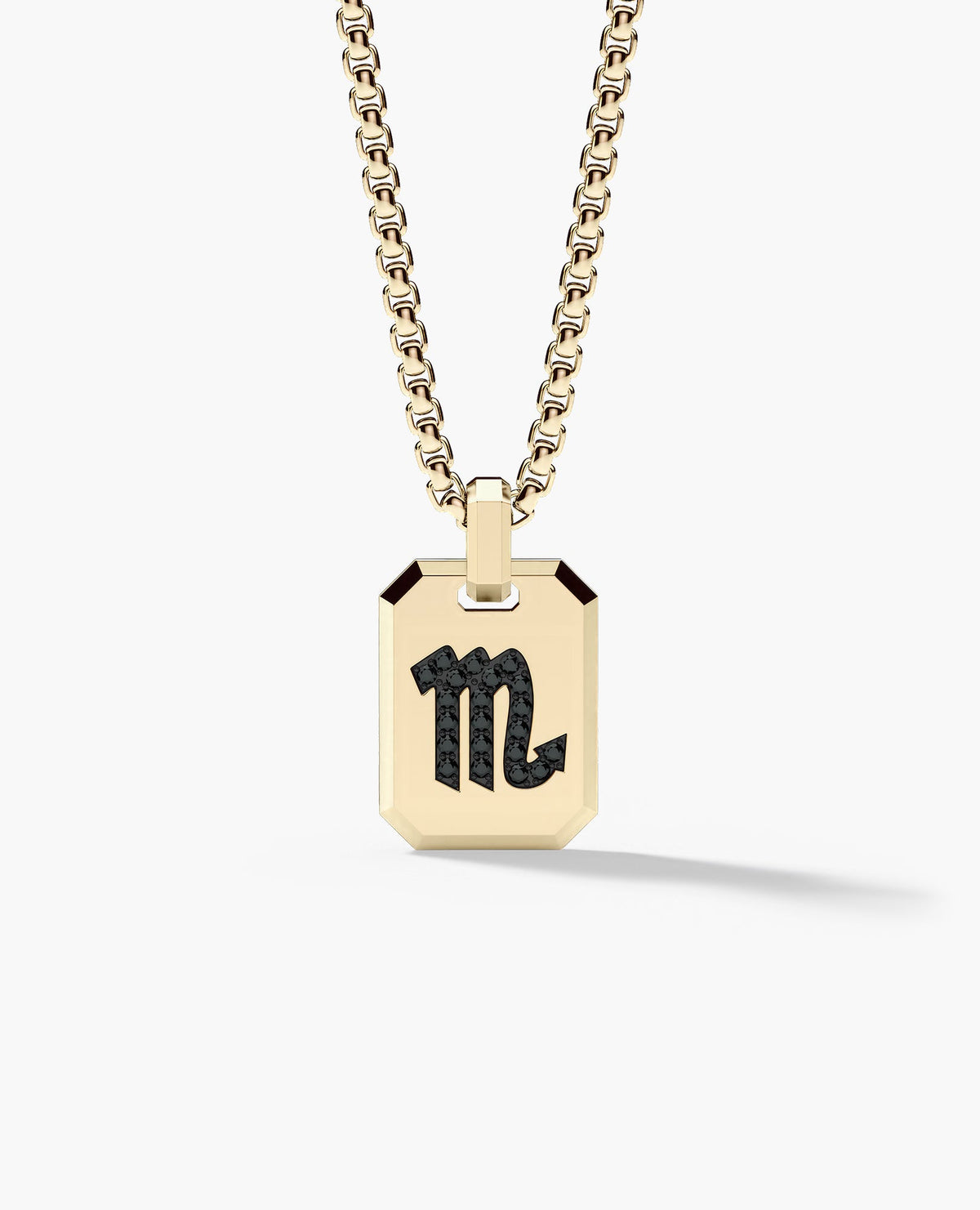 SCORPIO MINI ZODIAC Dog Tag Gold Pendant with 0.25ct Black Diamonds