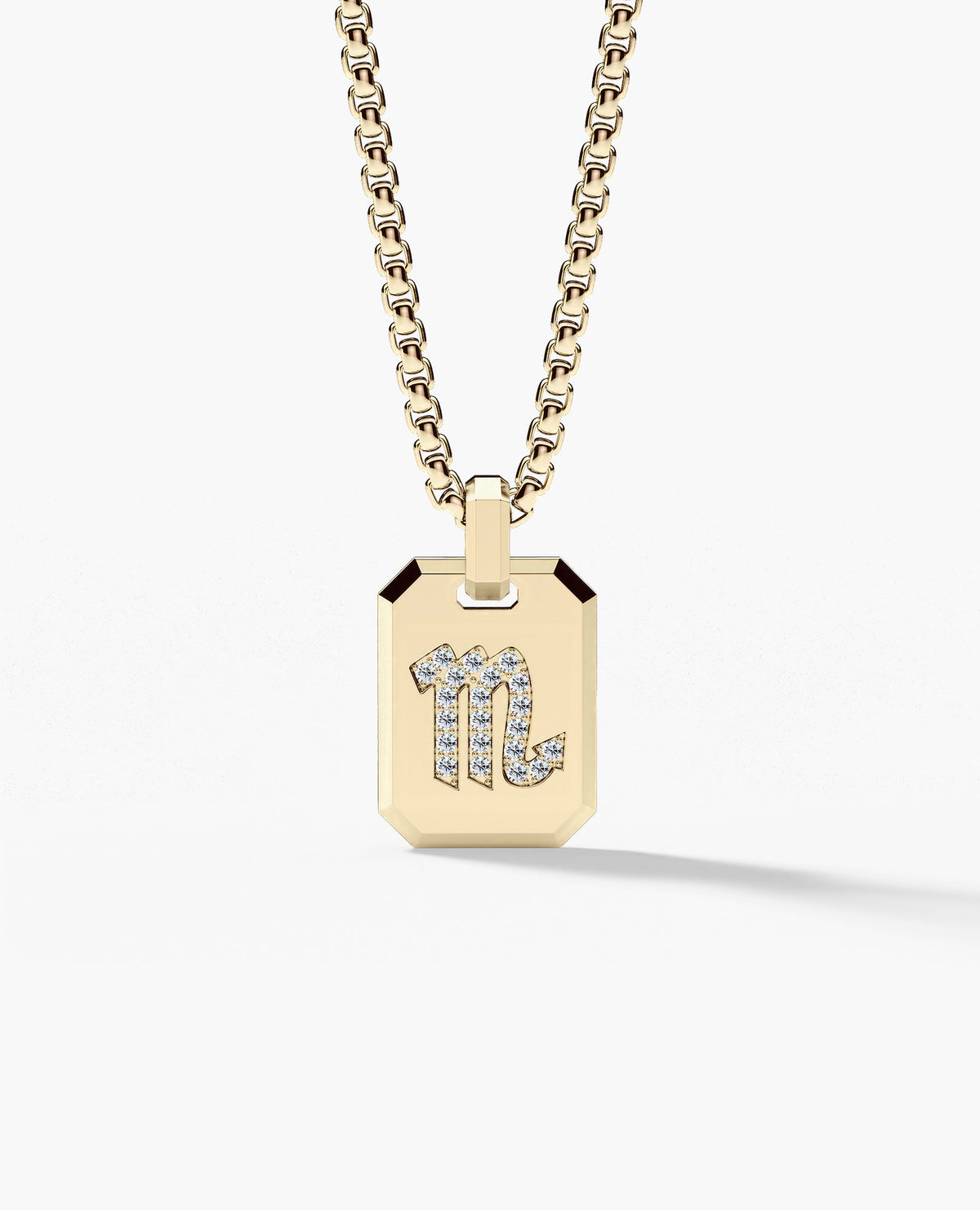 SCORPIO MINI ZODIAC Dog Tag Gold Pendant with 0.25ct Diamonds