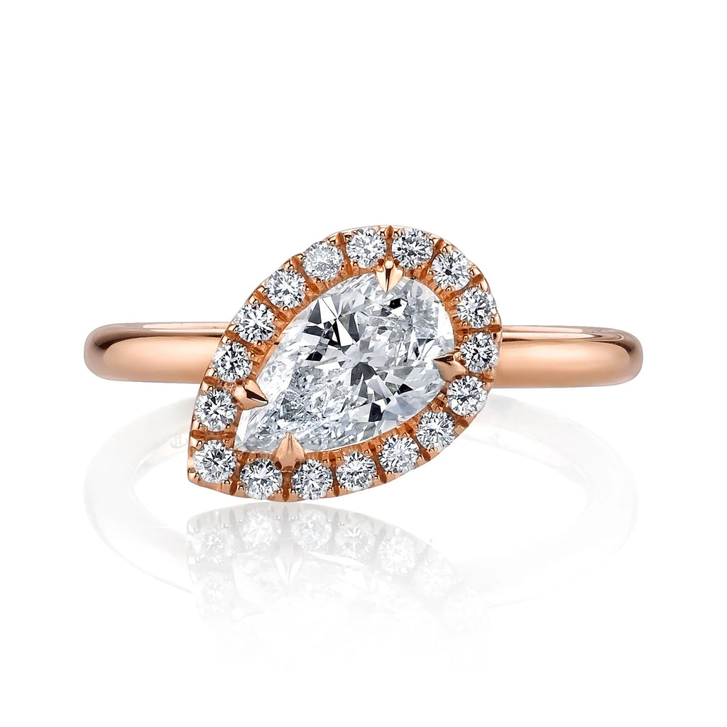1.0 CT Pear Cut Moissanite Halo Engagement Ring