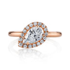1.0 CT Pear Cut Moissanite Halo Engagement Ring