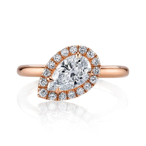 1.0 CT Pear Cut Moissanite Halo Engagement Ring