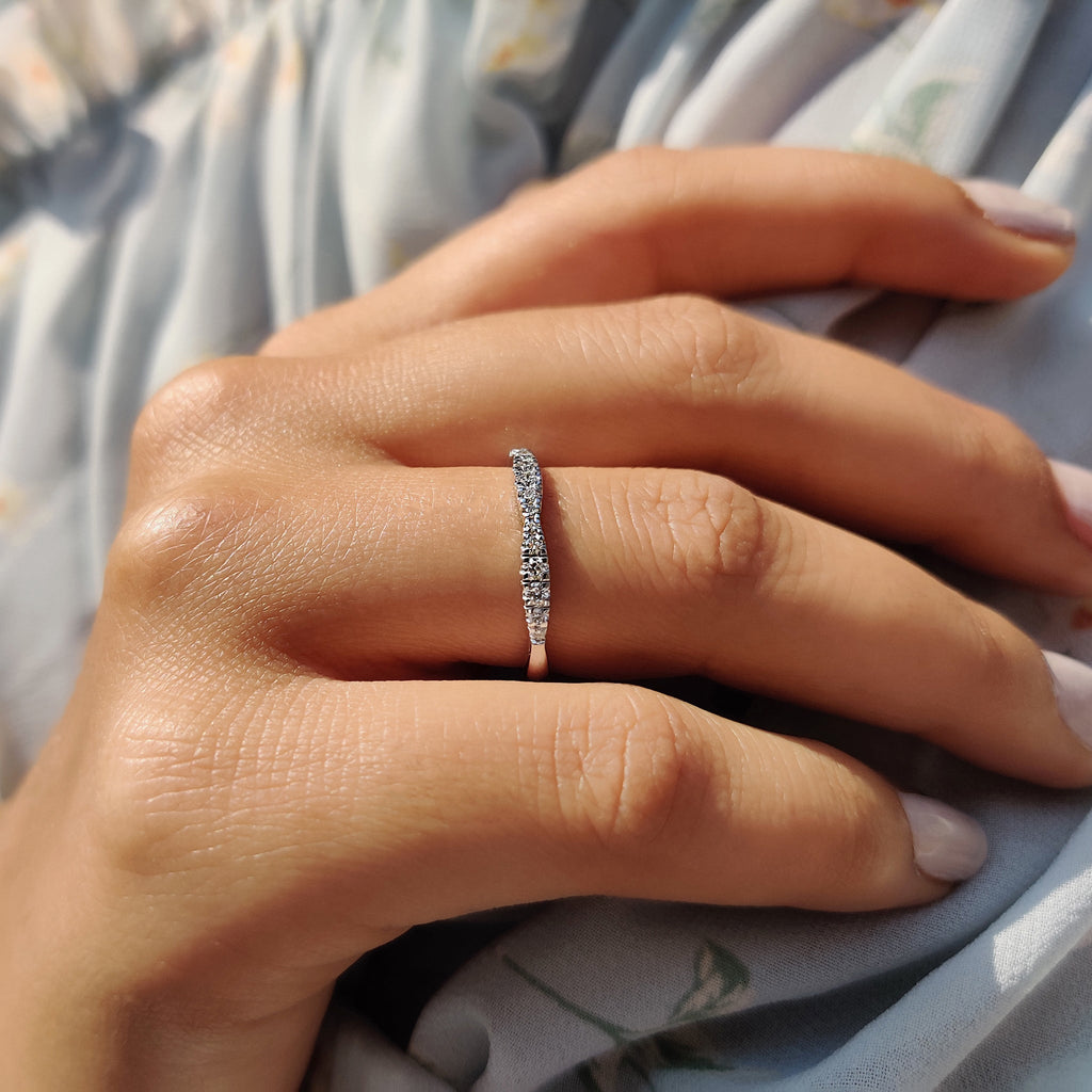 Round Cut Wedding Band In Half Eternity Style