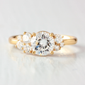 1.0 CT Round Cut Cluster Style Moissanite Engagement Ring