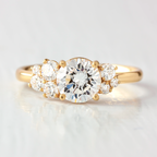 1.0 CT Round Cut Cluster Style Moissanite Engagement Ring