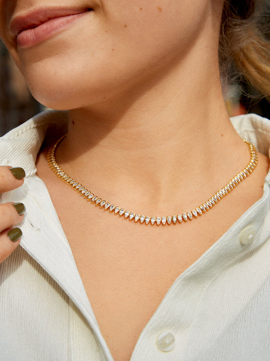 Pear Lab Grown Diamond Tennis Necklace